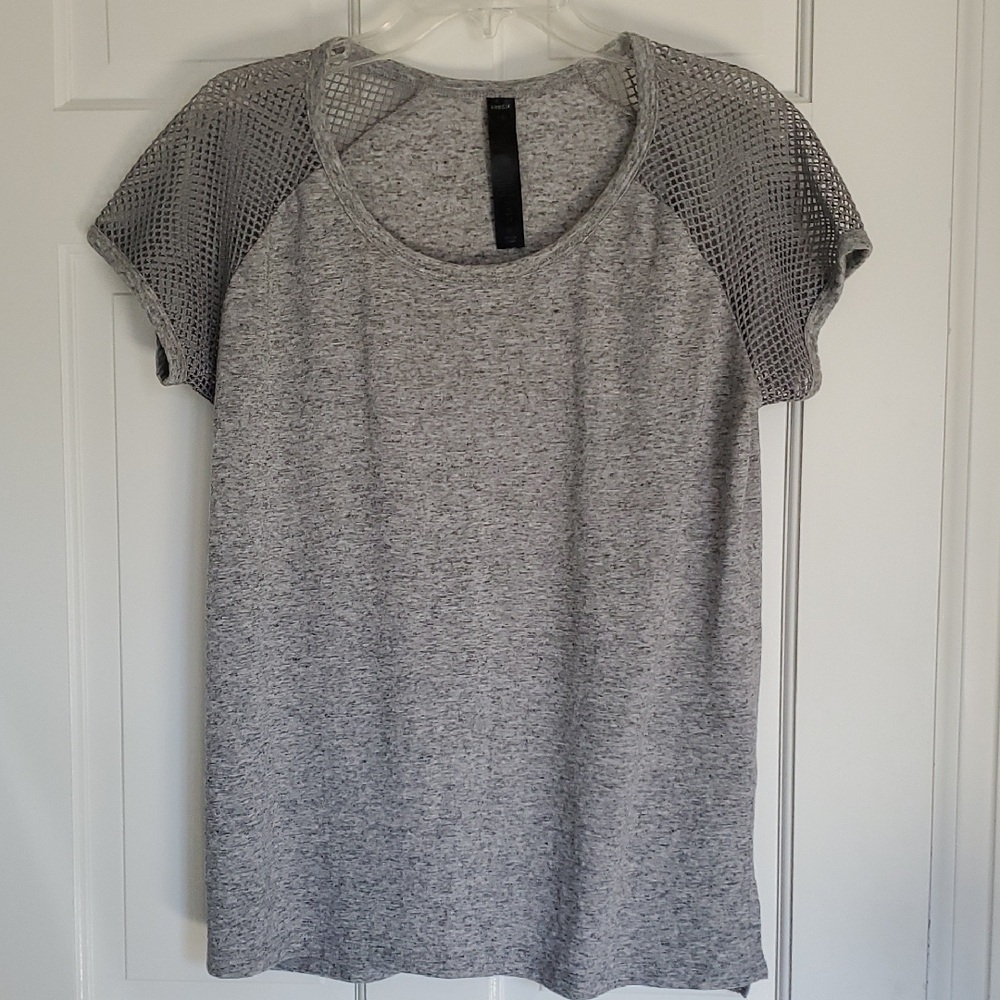 Rbx Gray Mesh Sleeve Women's Top Sz L